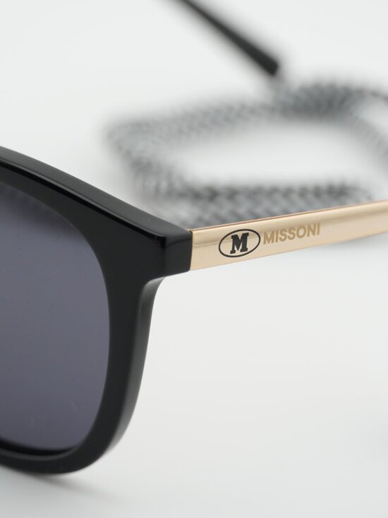 M Missoni MMI 0027/S 0807 IR Sunglasses Black Square Frame, Grey Lenses main image 4